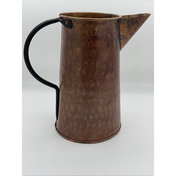 Vintage Copper Farmhouse Water Jug Pitcher With Wrought Iron Handle Turkey - Picture 10 of 10